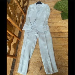3 piece luxury linen suit set Oatmeal -